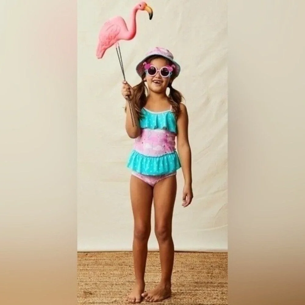Matilda Jane Enchanted Garden Flamingo One Piece Swimsuit Girls Size 6